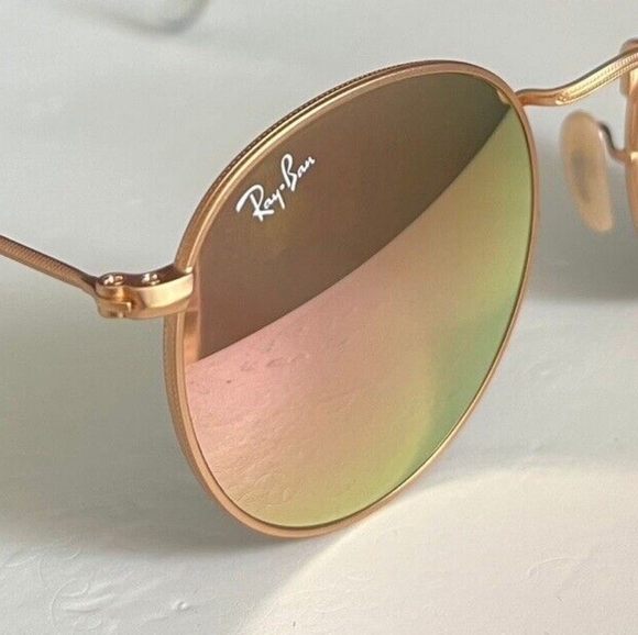 LIKE NEW RayBan Round Metal RB3447 Pink Mirror Flash Ray ban Sunglasses - Picture 8 of 16